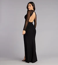 Raelyn Mesh Long Sleeve Mermaid Formal Dress