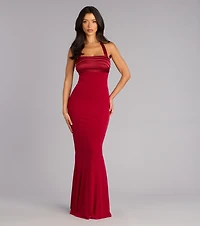 Christine Satin Halter Mermaid Formal Dress