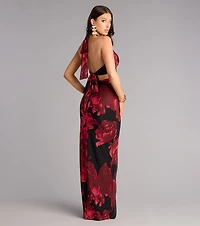 Parker Floral Mesh Slit Formal Dress