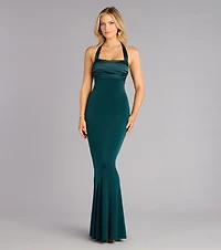 Christine Satin Halter Mermaid Formal Dress