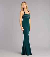 Christine Satin Halter Mermaid Formal Dress