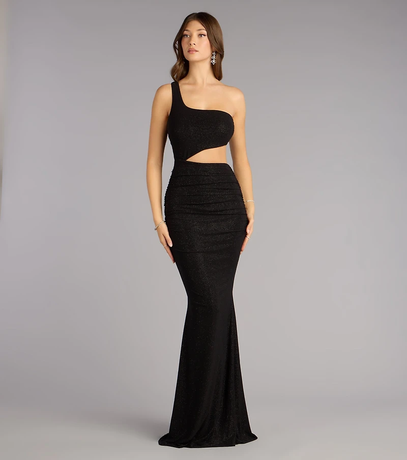 Giselle One-Shoulder Mermaid Glitter Formal Dress