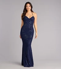 Tyra Floral Rhinestone Mermaid Formal Dress