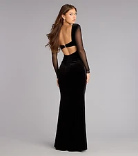 Penny Velvet Long Sleeve Mermaid Formal Dress