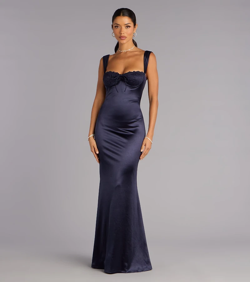Maryanne Satin Lace Mermaid Formal Dress