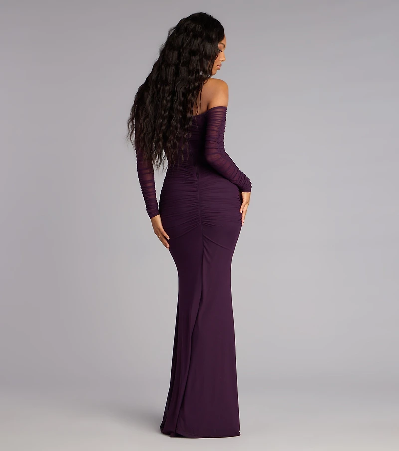 Marla Mesh Off-The-Shoulder Formal Dress