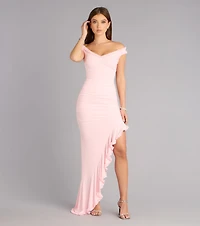 Emmalyn Mesh Off-The-Shoulder Formal Dress