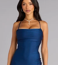 Delia Formal Cowl Neck Long Dress