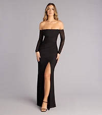 Elara Off Shoulder Slit Mermaid Formal Dress