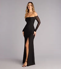 Elara Off Shoulder Slit Mermaid Formal Dress