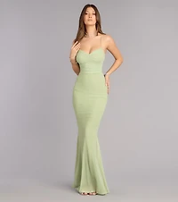 Khloe Mesh Lace-Up Mermaid Formal Dress