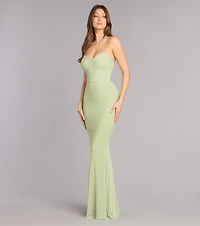 Khloe Mesh Lace-Up Mermaid Formal Dress