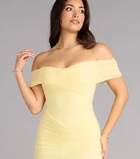 Katie Mesh Off-The-Shoulder Formal Dress