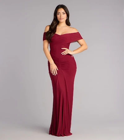 Katie Mesh Off-The-Shoulder Formal Dress
