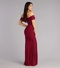 Katie Mesh Off-The-Shoulder Formal Dress