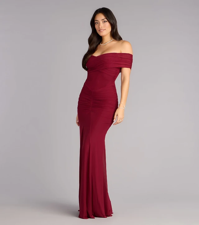 Guess Women's Mesh Off-The-Shoulder Calista Bodycon Dress | MainPlace Mall