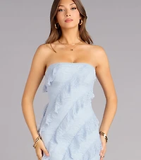 Ellie Ruffled Lace High Slit Formal Dress