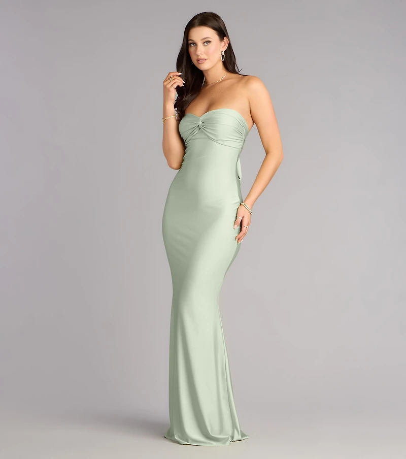 Kimberly Strapless Tie-Back Mermaid Formal Dress