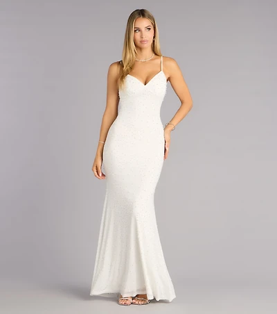 Anisa Pearl Rhinestone Mermaid Formal Dress