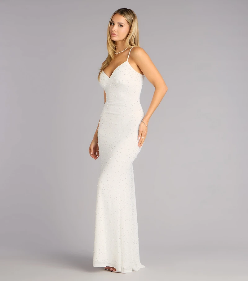 Anisa Pearl Rhinestone Mermaid Formal Dress