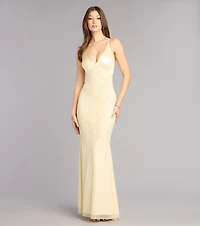 Adrian Beaded Floral Mermaid Dress