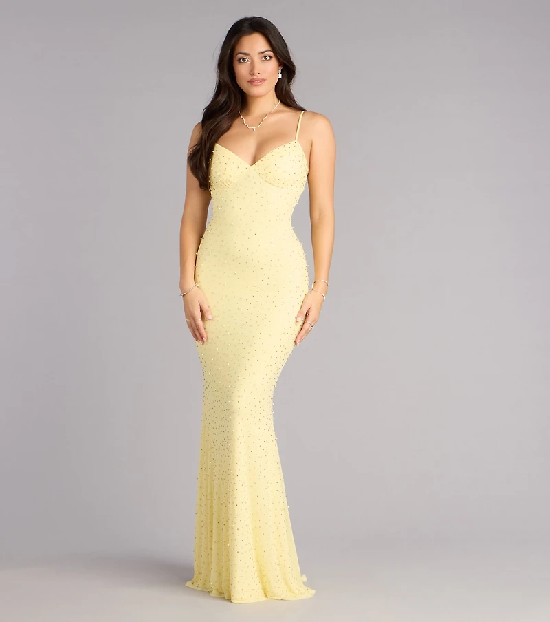 Anisa Pearl Rhinestone Mermaid Formal Dress