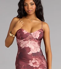 Leanne Floral Lace-Up Mermaid Dress