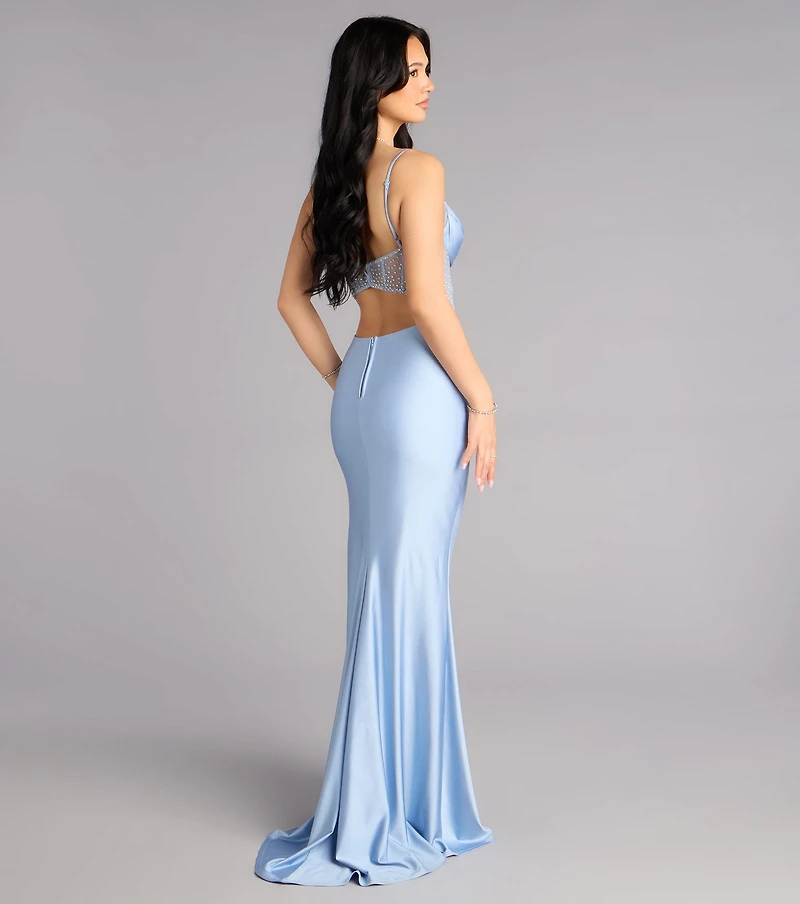 white christmas dresses KAJSA Floral Sequin Corset Back Mermaid Prom & Formal Dress main image 0
