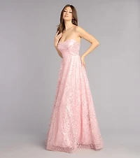 Klaire Lace-Up A-Line Glitter Sequin Formal Dress