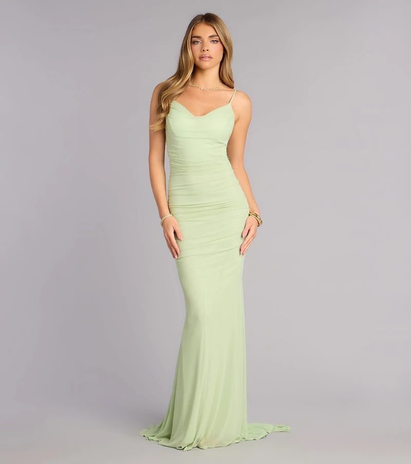Bonnie Ruched Mesh Mermaid Dress