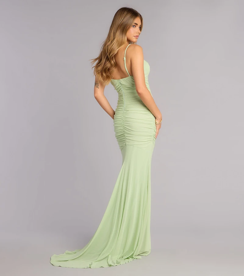 Bonnie Ruched Mesh Mermaid Dress