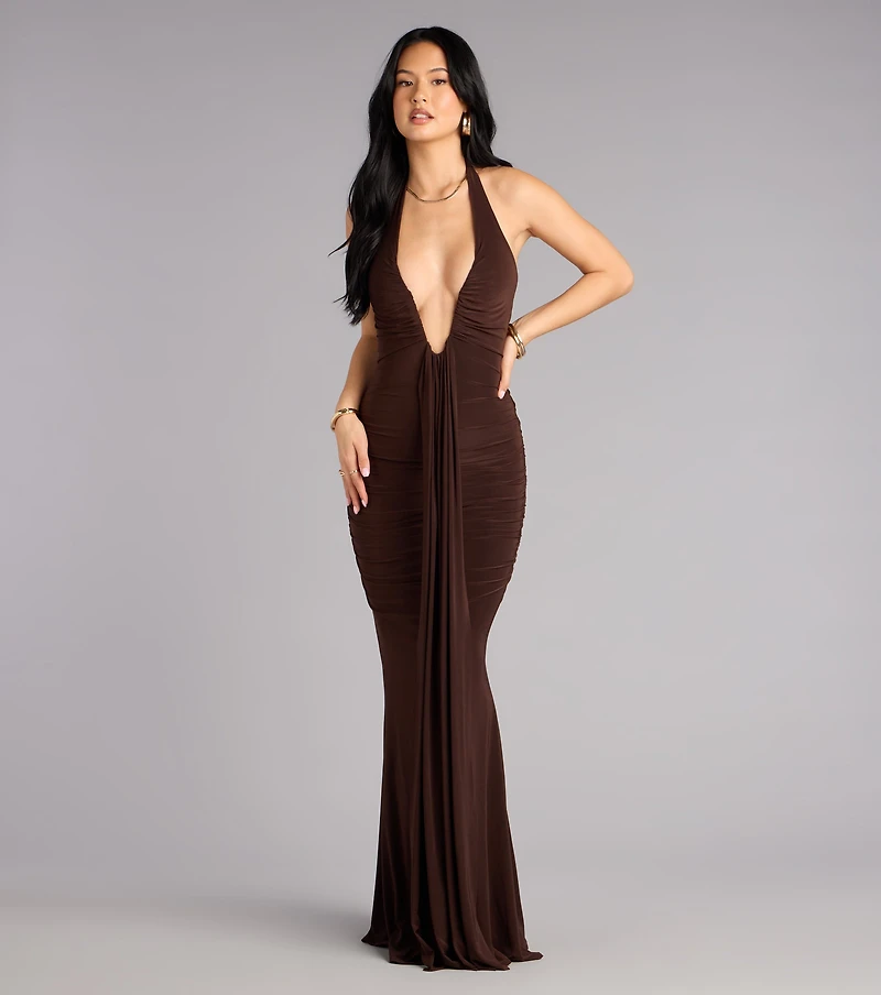 Allyssa Halter Sash Mermaid Formal Dress