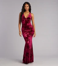 Miriam Floral Velvet Mermaid Formal Dress