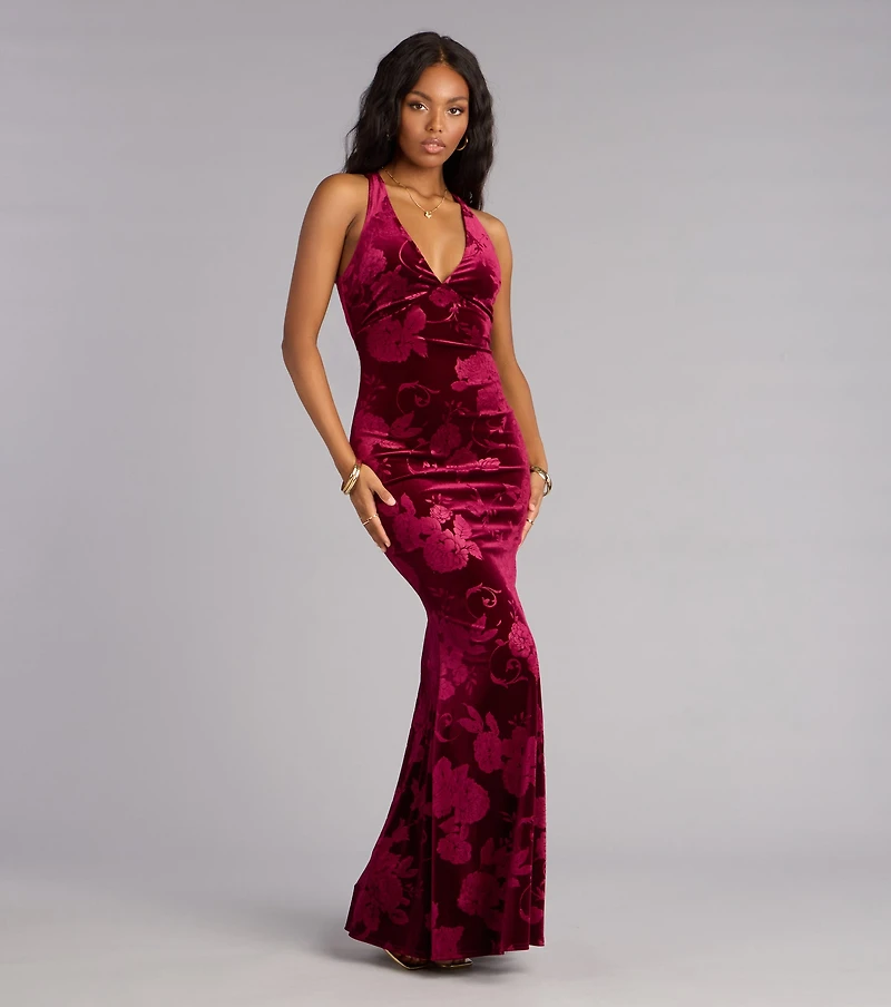 Miriam Floral Velvet Mermaid Formal Dress