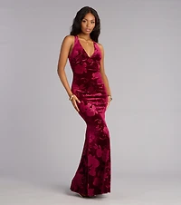 Miriam Floral Velvet Mermaid Formal Dress