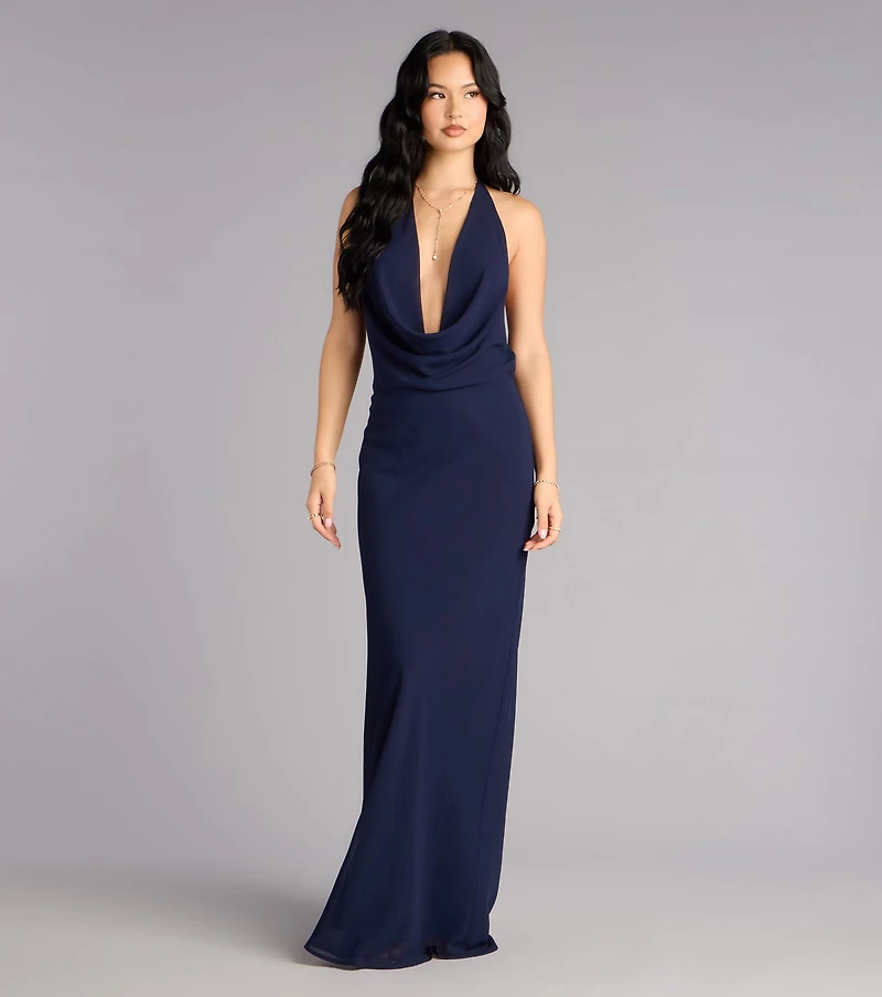 Hayley Chiffon Open Back Formal Dress