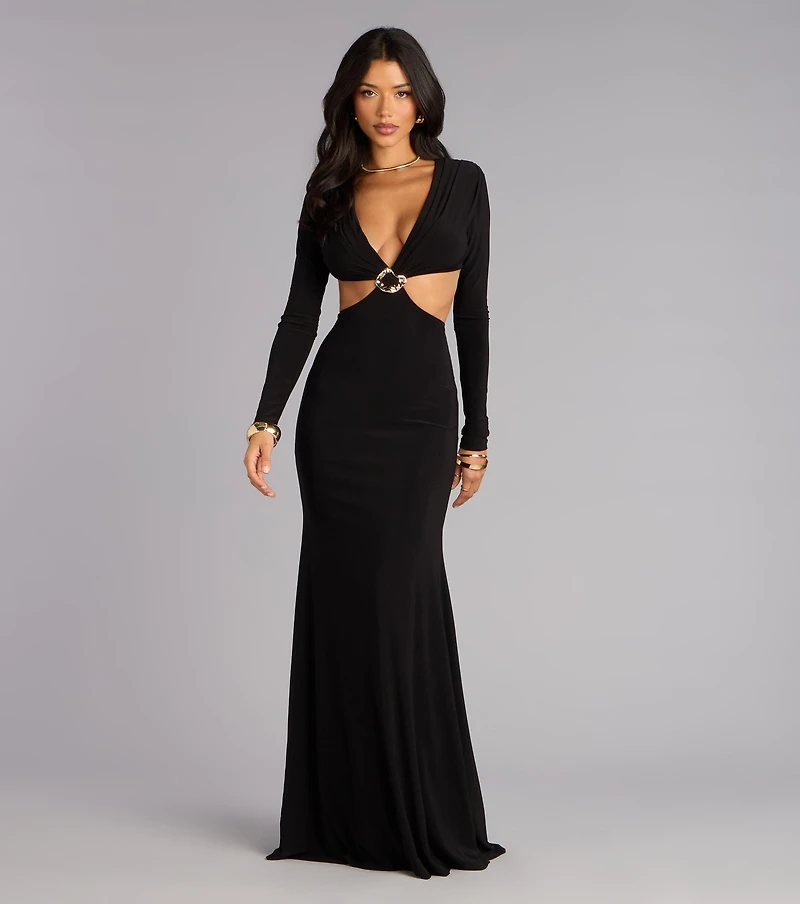 Zoe Long Sleeve Cutout Mermaid Formal Dress