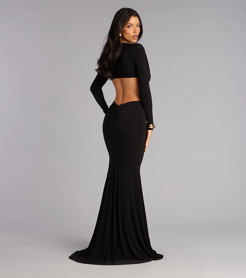 Zoe Long Sleeve Cutout Mermaid Formal Dress