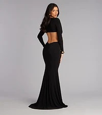 Zoe Long Sleeve Cutout Mermaid Formal Dress