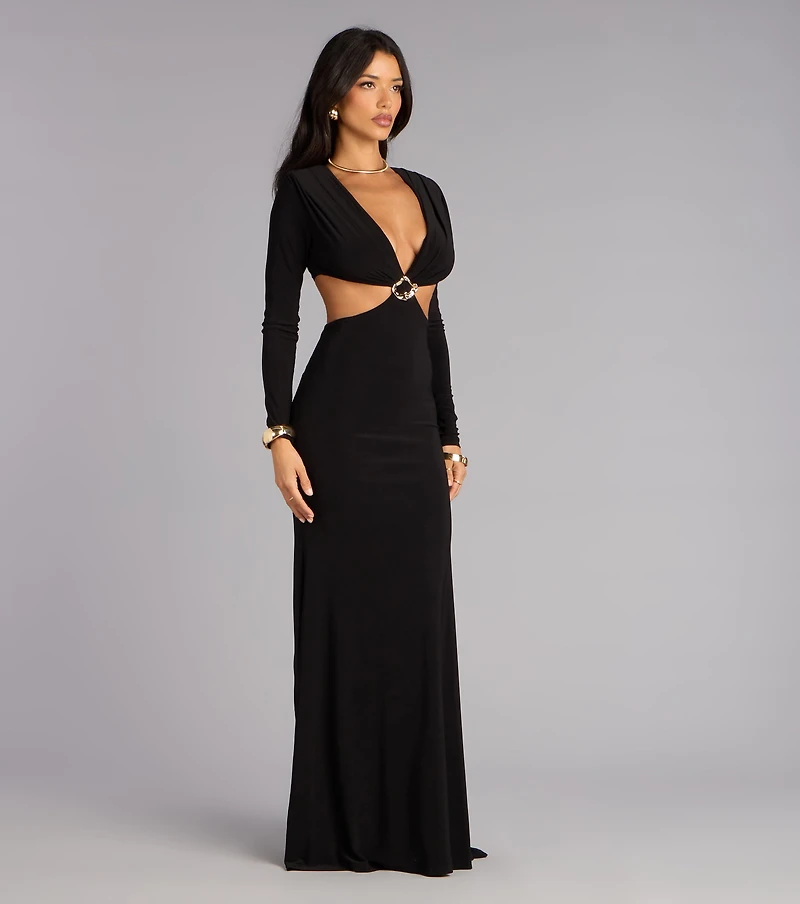 Zoe Long Sleeve Cutout Mermaid Formal Dress