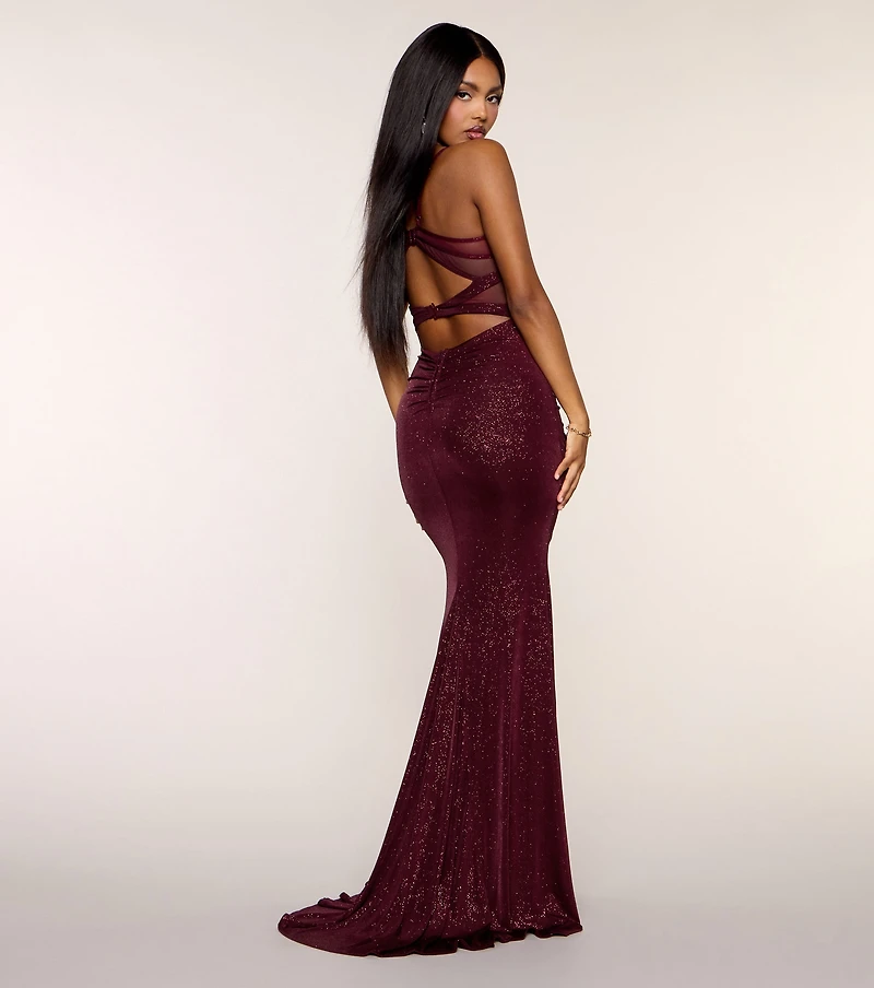 Kelsie Glitter Knit Mermaid Formal Dress