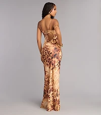 Amina Chiffon Leopard Formal Dress