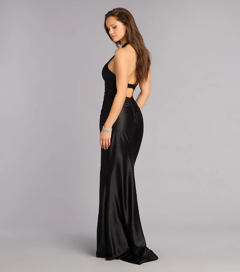 Maisie Glitter Satin A-Line Formal Dress