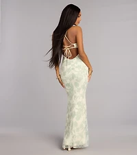 Kassie Beaded Floral Formal Dress