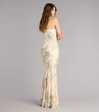 Beth Floral Mermaid Formal Dress