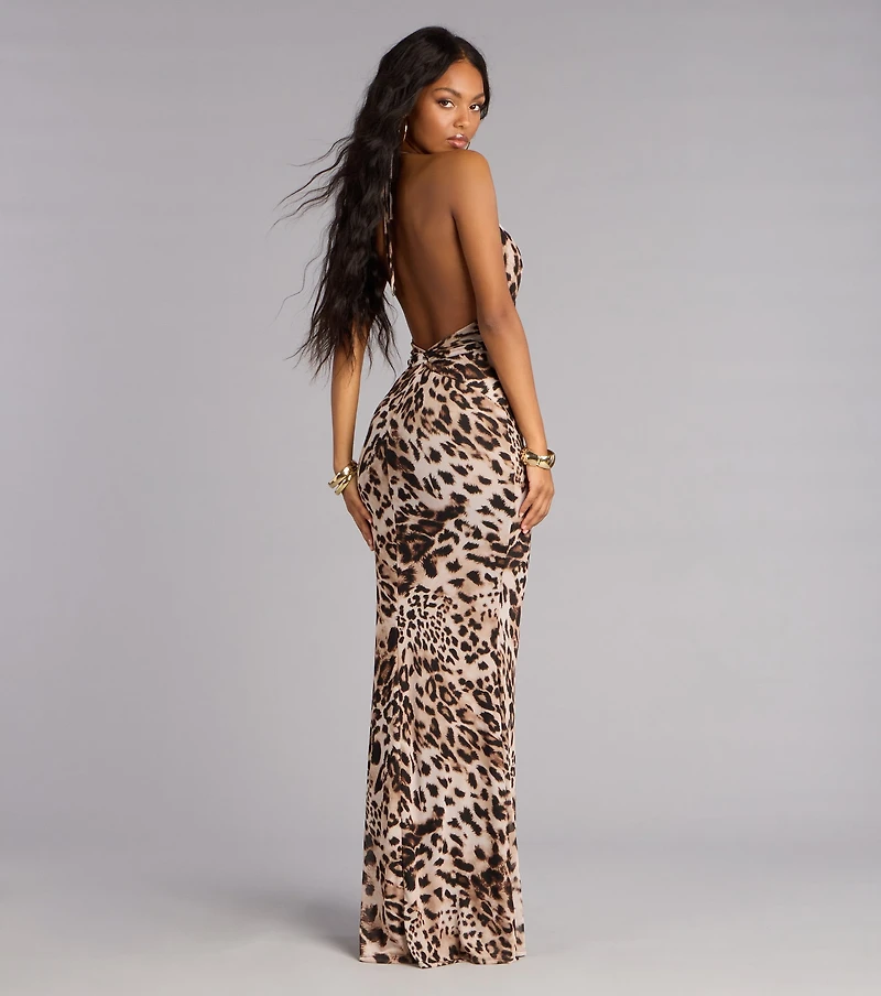 Jeanette Cheetah Print Mermaid Formal Dress
