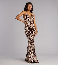 Jeanette Cheetah Print Mermaid Formal Dress