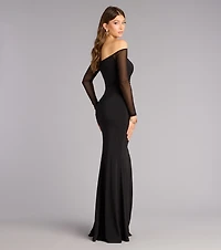 Elianna Mesh Off-The-Shoulder Mermaid Dress