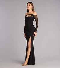 Elianna Mesh Off-The-Shoulder Mermaid Dress