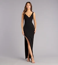Alianna Crepe High Slit Formal Dress
